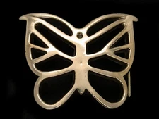 TD15103 VINTAGE 1970s **BUTTERFLY** ART FASHION SOLID BRASS BARON BELT BUCKLE