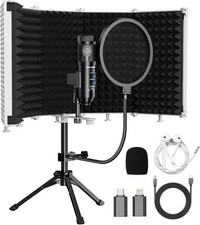Studio Microphone with Isolation Shield Pop Filter