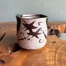 Oribe ware cylindrical tea bowl Matcha bowl Tea utensils