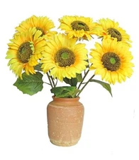 Sunflowers Artificial Flowers Long Stem Large Fake Sunflower 6PCS Yellow