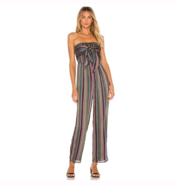 House of Harlow Revolve Neela Strapless Metallic Striped Jumpsuit Fairy Grunge image 2