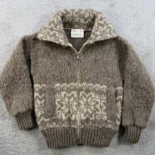 Icelander Sweater Youth Small Brown Icelandic Wool Nordic Fair Isle Full Zip
