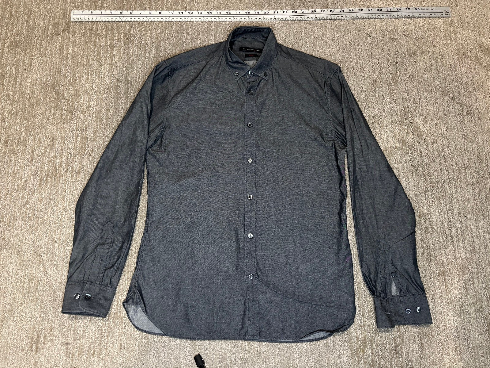 John Varvatos USA Dress Shirt Medium M 15 32/33 Grey Slim Fit