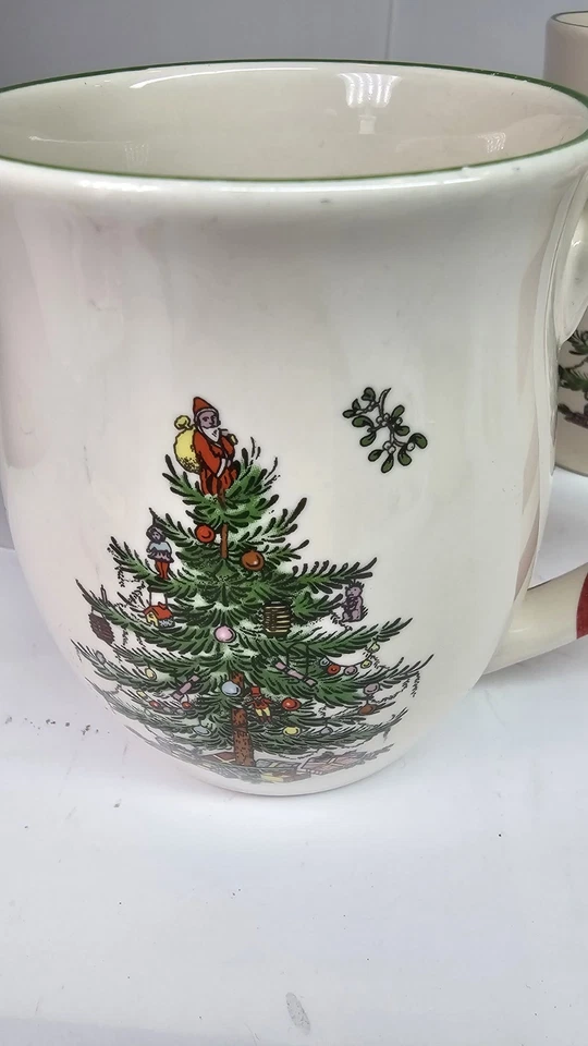 Pair of Spode Christmas Tree Mugs With Peppermint Candy Stripe Handles - Image 2 of 4