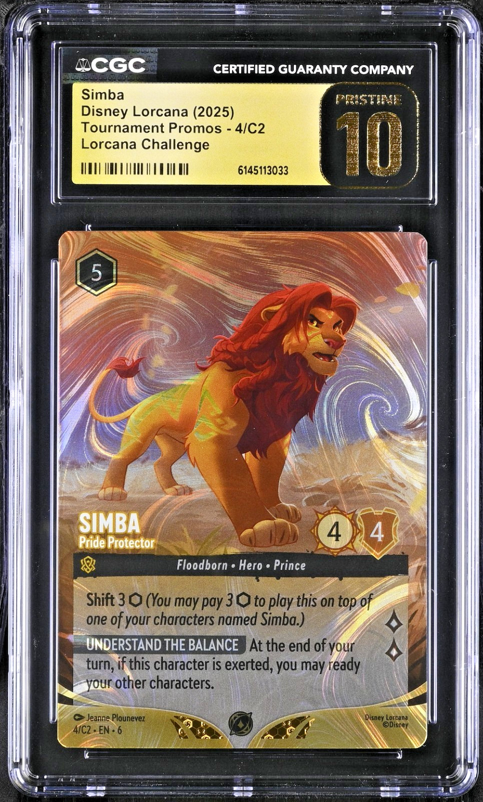 Simba Foil Top Cut - Disney Lorcana Challenge Top 64 4/C2 - CGC Pristine 10 DLC