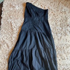 Black Asymmetric Shoulder Knotted Midi Dress XL Commense NWT