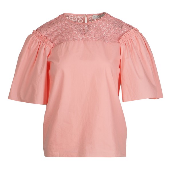 Sandro Paris Damen Bluse Pink Spitze 100% Baumwolle E11204E Gr. 0 Xs-image