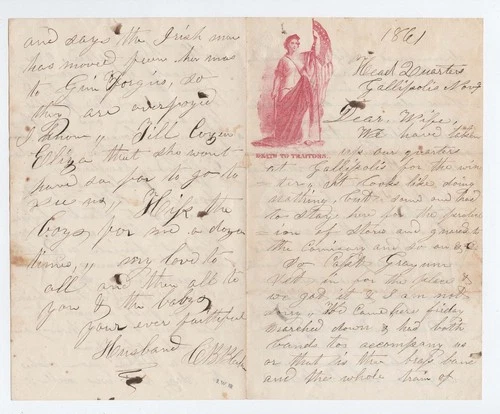 1861 Gallipolis, Ohio - Civil War Patriotic Stationery Letter - Bands Marching !