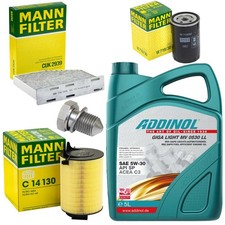 5L Öl Set Inspektion Luft-Innenraum Ölfilter Ölschraube für Audi Seat Skoda VW 