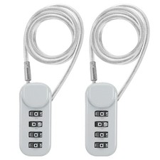 2 Pack 4 Digit Combination Lock with 1.97Ft Wire Cable, Helmet Padlock Grey