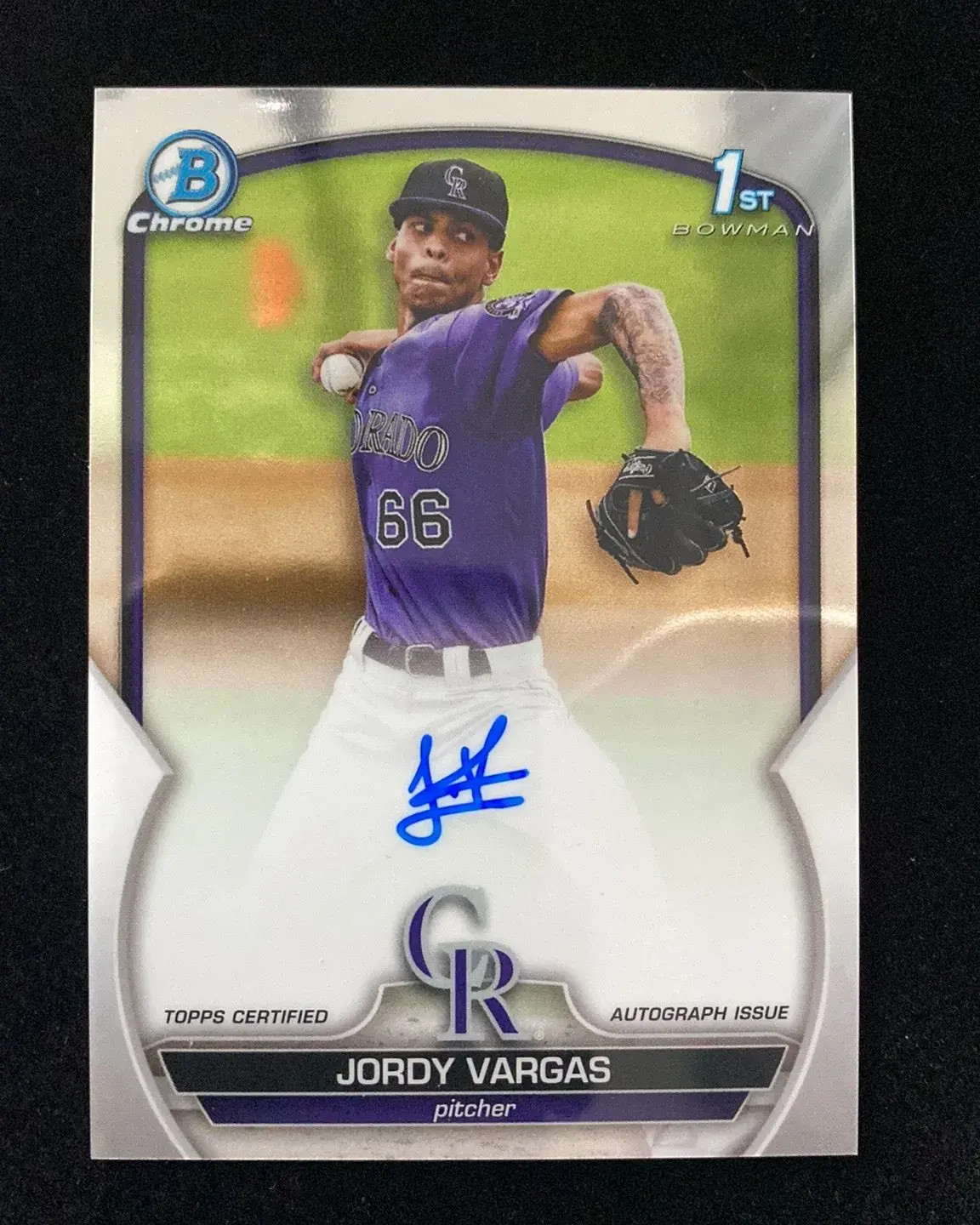 2023 Topps Bowman Chrome #CPA-JVG Jordy Vargas 1st Auto Rockies KM022