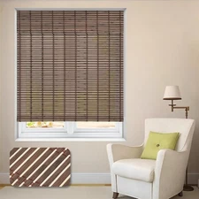 LUCKUP Cordless Roman Shades Roll Up Bamboo Blinds, Brown, 36" W x 64" L