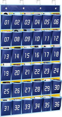 Numbered 36 Pocket Chart for Classroom Calculator Holder Cell Phone Holder Class
