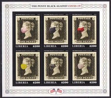 YX0987 2020 LIBERIA PENNY BLACK AGAINST COVID-19 CORONAVIRUS #6465-6470 1KB MNH