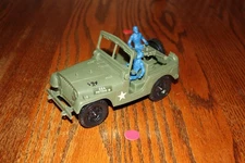 Original Timmee/PP Army "Rat Patrol" Jeep with Gun, Spare Tire, & Sitters - Marx