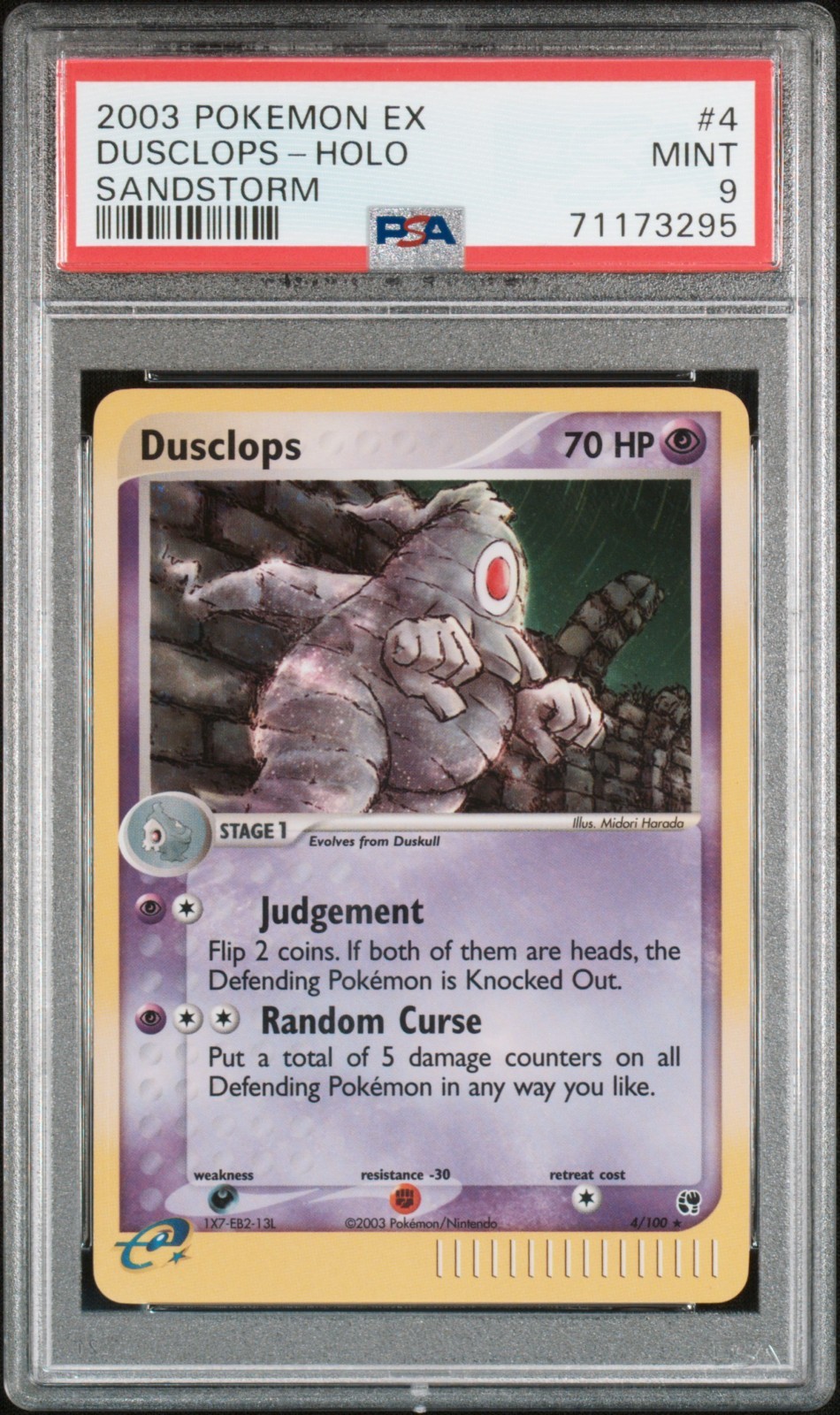 PSA 9 Dusclops Holo 4/100 Sandstorm Pokemon 2003
