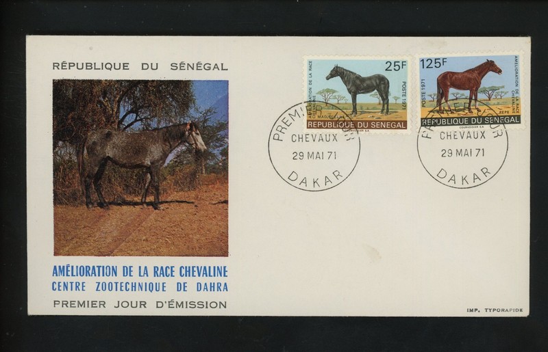 Postal History Senegal #338-341 FDC Horses Horse Animals 1971 Dakar Set of 2