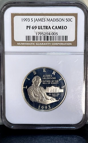 1993-S 50c James Madison Commemorative Half Dollar NGC PF69UCAM