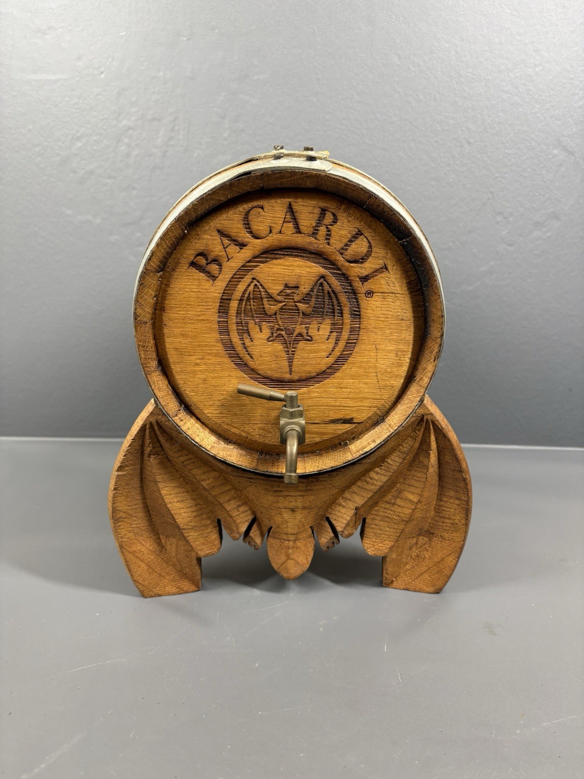 BACARDI Oakheart Rum Oak Barrel Dispenser With Stand