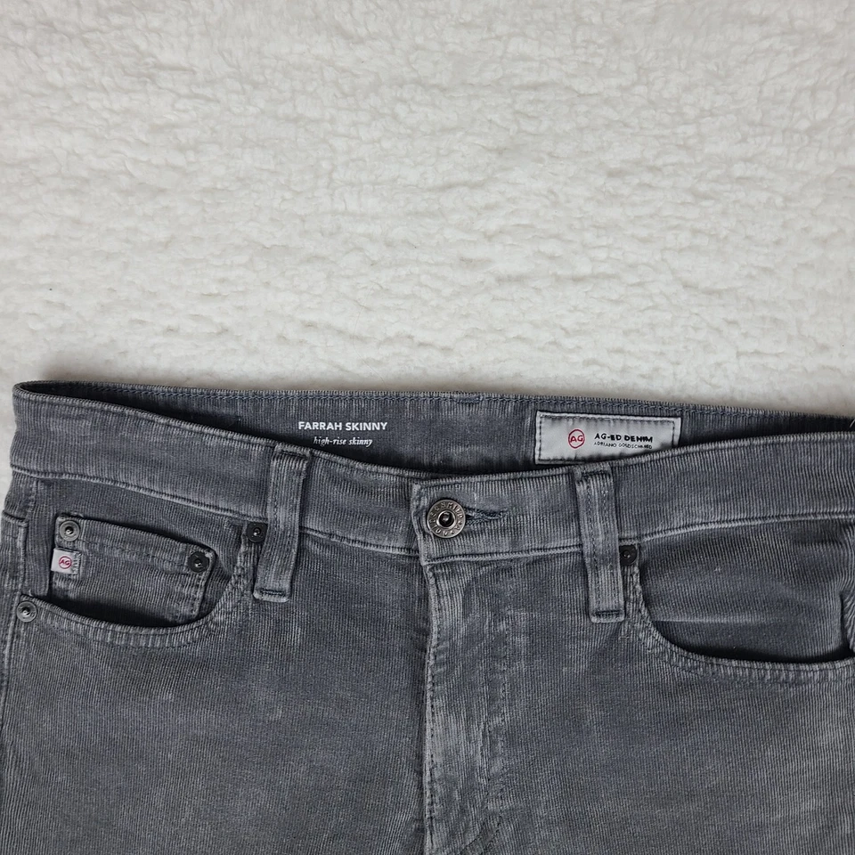 AG Adriano Goldschmied Corduroy Pants Womens 29x30 Gray Farrah High Rise Skinny - Image 3 of 4