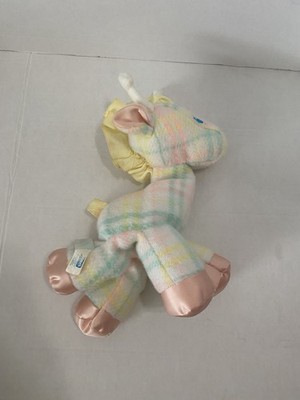 Playskool Blankies Snuzzles Giraffe Plush Yellow Pink Blue Plaid 