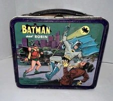 Vintage BATMAN AND ROBIN METAL LUNCHBOX 1966 ALADDIN NICE GRAPHICS ORIGINAL