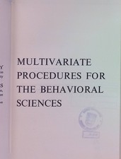 Multivariate Procedures for the Behavioral Sciences. Cooley, William W. and Paul