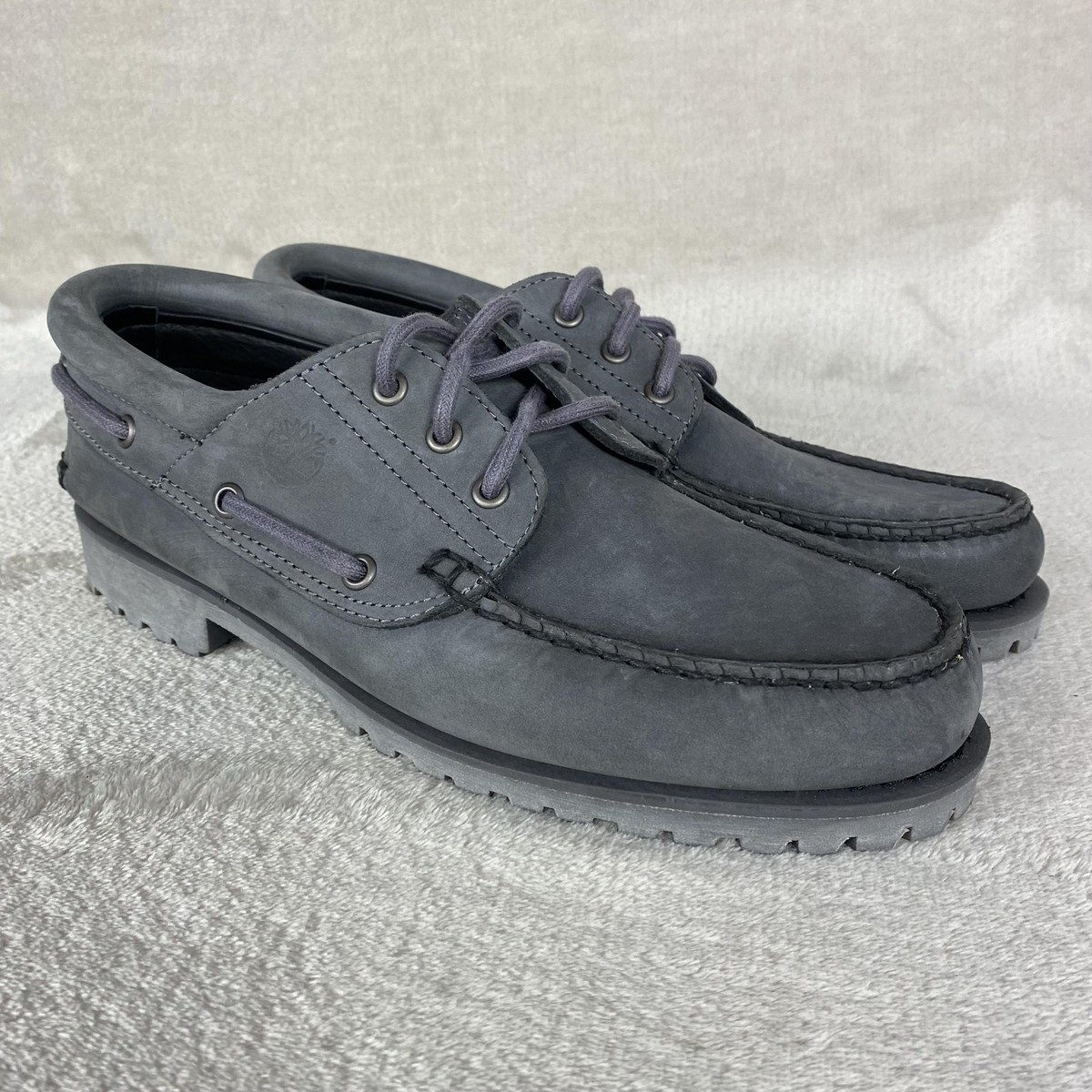 靴 Timberland 3eye DARK GREY 26.5cm UK8 TIMBERLAND MEN'S AUTHENTIC 3-EYE CLASSIC BOAT MD GREY FULL GRAIN