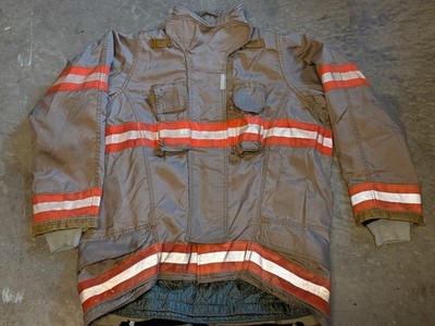 SPERIAN Firefighter Turnout Bunker Coat Jacket, Size 44, Brown & Orange