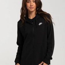 Nike Women's Black Sportswear Club Full Zip Fleece Casual Hoodie Size M