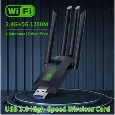 1200Mbps WiFi USB Adapter Dual Band 2.4G+5Ghz Wi-Fi Dongle 4 Antenna 802.11AC US