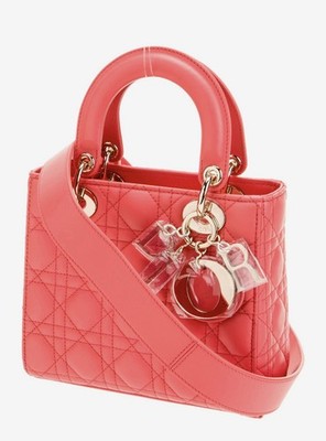Authentic LADY DIOR MY ABCDIOR Bag Small Cannage lambskin Coral