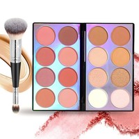16 Farben Blush Contour Highlighter Makeup Palette Mit Pinsel, Rouge- Und