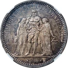 1873, France (3rd Republic). Silver 5 Francs Coin. Beautiful Toning! NGC MS-63!
