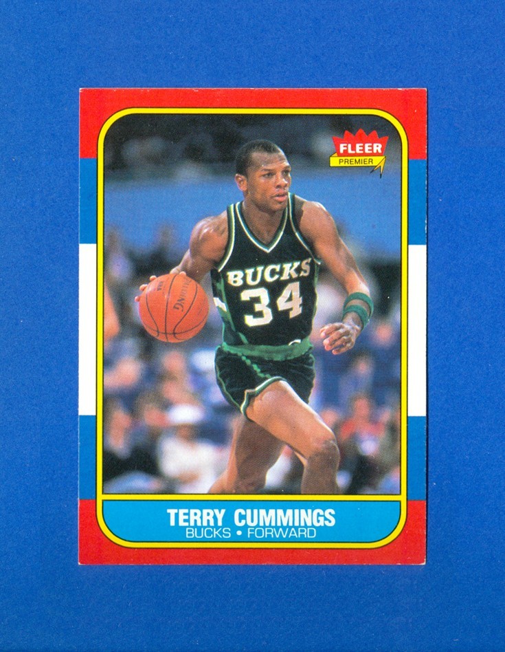 1986/1987 Fleer Basketball #20 Terry Cummings '86 Set Break RC Rookie Card EX/MT