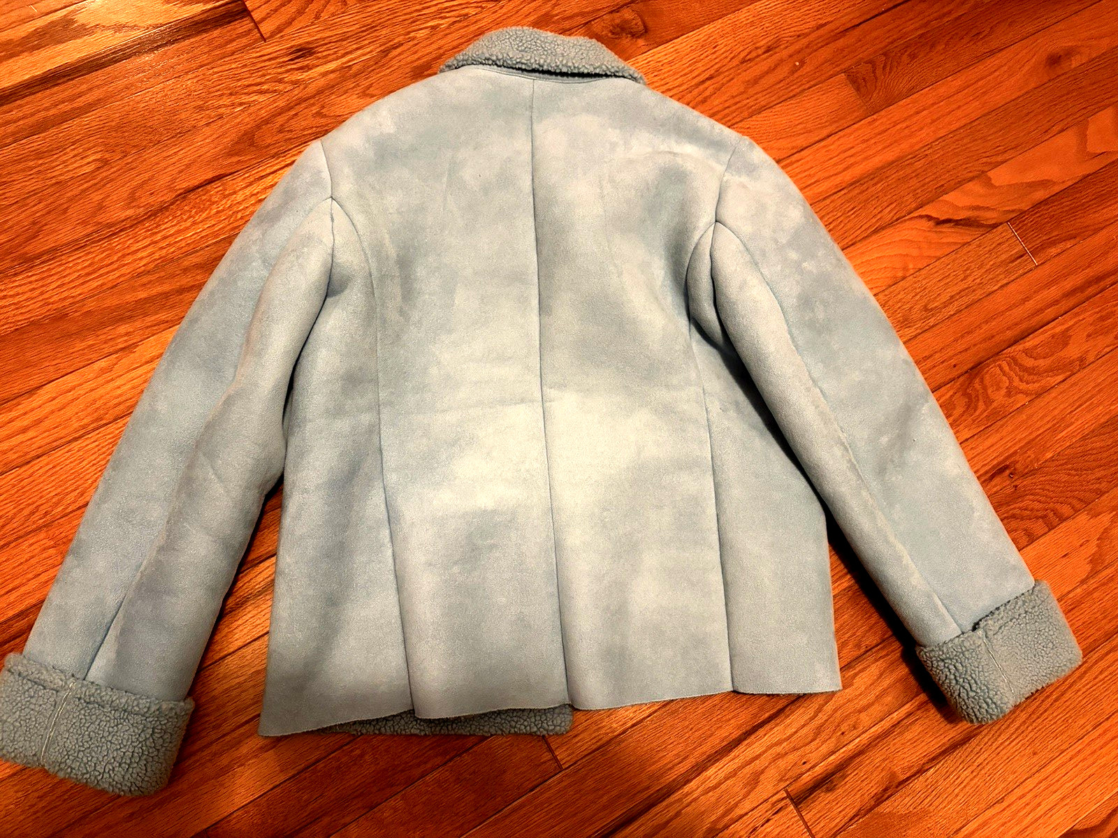 Women's LANDS END Blue FAUX SHEEPSKIN SHEARLING Style JACKET WINTER COAT Size S