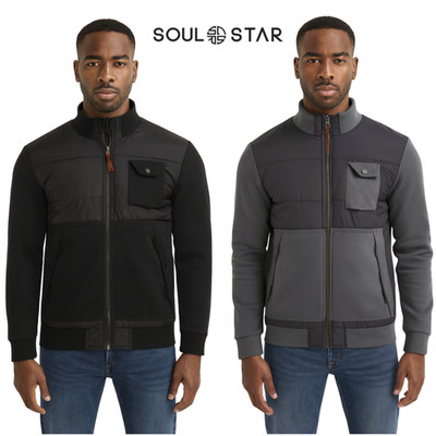 Soulstar Herren Winterjacke mit Kragen warmer Mantel mit geknöpften Taschen S-XXL