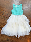 Girl's CUTE semi-formal dress - aqua/ chiffon - American Princess Size 7 — photo 1