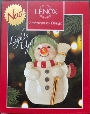 NIB Lenox Blinking All the Way Light Up Holiday Snowman Ornament NEW IN BOX