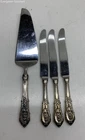 Wallace Rose Point Sterling Handle Stainless Blades Knives and Server 307 Grams