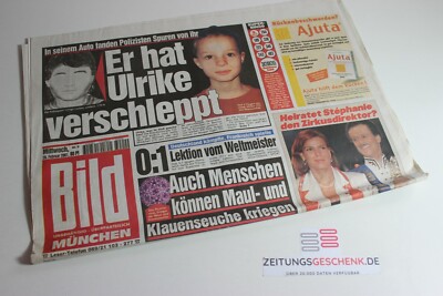 BILDzeitung 28.02.2001 Februar München Bayern 21. 22. Geburtstag Geschenk MB 