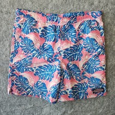 Vineyard Vines Swim Trunks Men's L Blue Pink Swordfish Floral Drawstring Shorts