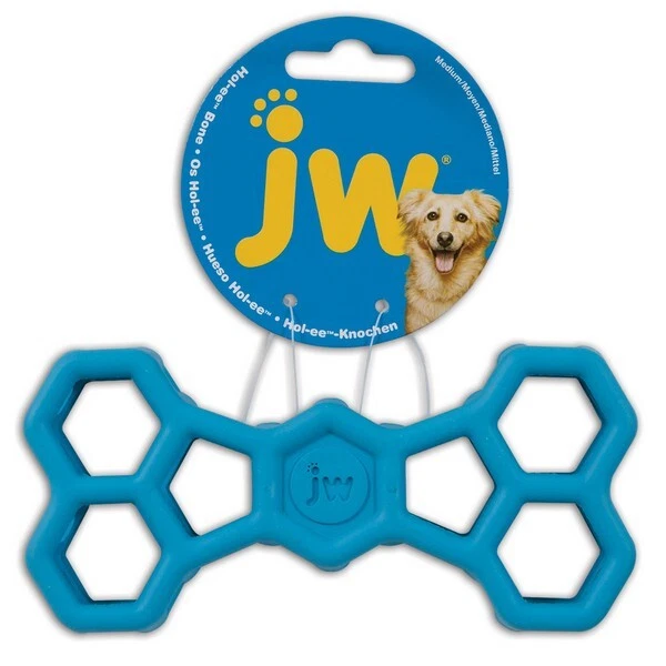 JW Pet Hol-ee Roller Dog Puppy Ball Football Egg Bone Squeaker Rubber Chew Toys - Image 4 of 4