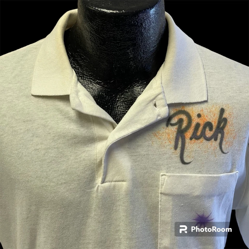 Vtg 80’s First Event MUTANTS TD's GRILL & BAR Rick Spray Paint Polo 50/50 Shirt - Image 4 of 4