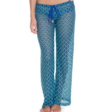 Luli Fama Blue Kiss Carnaval Lace Cover Up Swim Beach Pants Medium