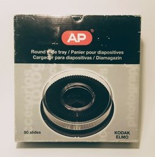 AP ROUND SLIDE TRAY FOR KODAK ELMO. 80 SLIDE CAPACITY. No clear cover.