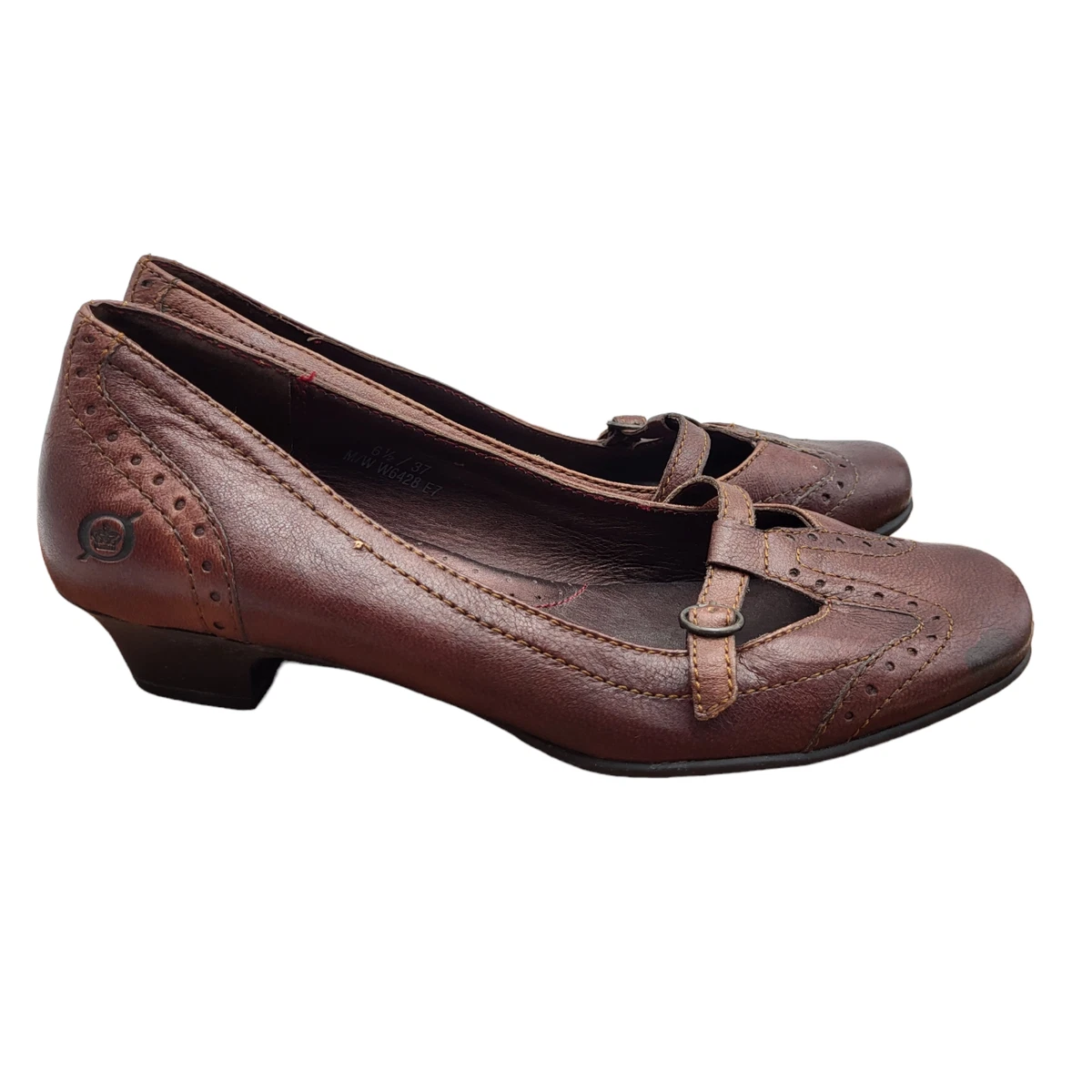 Born Mary Jane Shoes Womens Size 6.5 M Brown Leather Comfort Heels