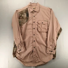 Wrangler Pro Gear Shirt Mens L Brown Camo Accents Hunting Shooting Pocket