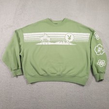 Playboy By Pacsun Women's Crewneck Sweatshirt One Size Green Oversized Graphic