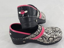 36 Koi By Sanita White Floral Black Pink Closed Clogs Comfort Mules Shoes US